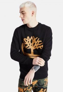 Timberland Uomo YC CORE TREE LOGO CREW NECK - Felpa - Black Wheat Boot