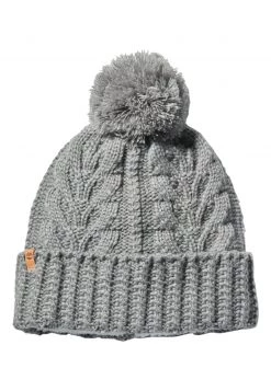 Timberland Donna CABLE PREMIUM POM BEANIE - Berretto - Light Grey Heather