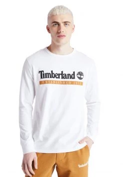Timberland Uomo YC LS ESTABLISHED 1973 TEE - Maglietta A Manica Lunga - White-wheat Boot