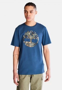 Timberland Uomo TREE CAMO - T-shirt Con Stampa - Dark Denim