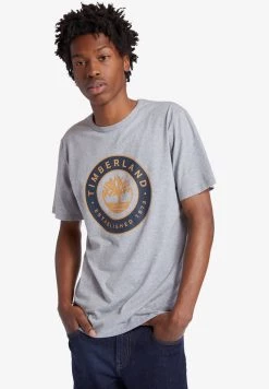 Timberland Uomo SS TREE LOGO BOUNCLE - T-shirt Con Stampa - Medium Grey Heather