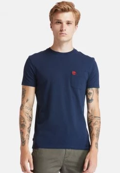 Timberland Uomo SS DUNSTAN RIVER POCKET - T-shirt Basic - Dark Sapphire