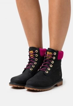 Timberland Donna 6IN HERT CUPSOLE - Stivaletti Stringati - Black/pink